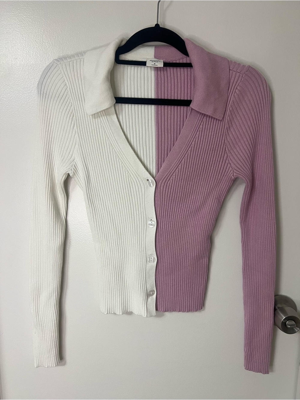 Abercrombie & Fitch Two-Tone Ribbed Button Cardigan Summer Festival Girly
